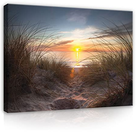WallArena Leinwand Bilder 100x75 cm | Strand Meer Ostsee Landschaft Natur, Leinwandbilder, Bild auf leinwand, Format: 100x75 cm (BxH) - einteilig auf