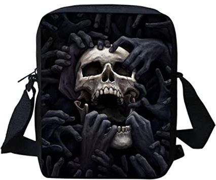 Biyejit Messenger Bags Schultertasche Handbgas Sling Satchel mit verstellbaren Trägern, Skull-Black