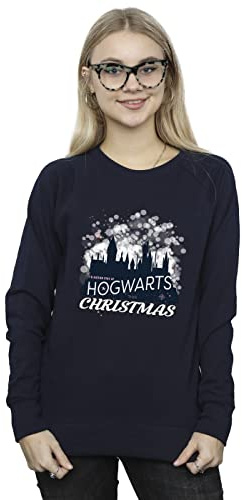 Harry Potter Women's Hogwarts Christmas Sweatshirt Navy Blue Large