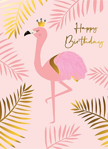 Happy Birthday Flamingos Embellished Birthday Greeting Card Autograph Cards AT010