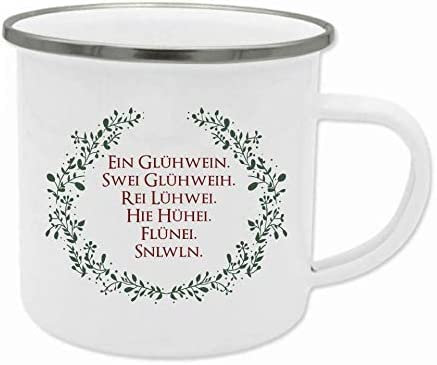 Manufaktur Liebevoll Weihnachtstasse mit Spruch Ein Glühwein, Swei Glühweih, Reih …. I das perfekte Geschenk für die Vorweihnachtszeit und zu Weihnachten I bruchsichere Glühweintasse