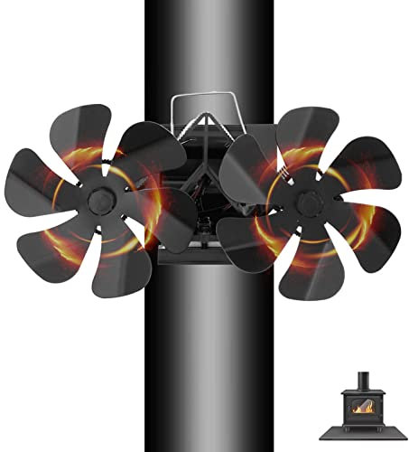 für Ofenventilator ohne strom, Leiser Kamin Ventilator kaminlüfter mit 12 Blättern, für Holz/Brennholz/Feuerstelle/Ofenrohr, Wärmeverteiler Lüfter für Kaminöfen Holzöfen Öfen