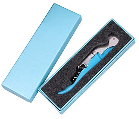 Sacacorchos Camarero Profesional Luxe,68g Abridor de Botellas de Sacacorchos de Vino,Acero Inoxidable, Abridor de Vino y Cerveza, 3 en 1,Caja de Regalo (azul)