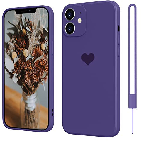 SupVict iPhone 11 Hülle Silikon Case mit Herz, Hanyhülle iPhone 11 Ultra Dünn mit Microfiber, Kratzfeste Rundumschutz Case Stoßfest Slim Schutz Hülle für iPhone 11 6.1'' Dunkel Violett