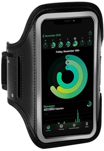 ONEFLOW Workout Case für iPhone 4S / iPhone 4 Sportarmband zum Joggen mit Touch Fenster, Handy Armband für Sport und Outdoor, Handyhalterung für den Arm, Lauftasche Jogging, Schwarz