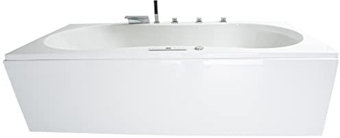 Basera® PREMIUM Indoor Whirlpool Badewanne Palma 190 x 90 cm mit 20 Massagedüsen, Heizung, Ozongenerator, Bodenansaugung, Wasserfall, LED-Ambiente, Touchpanel, Bluetooth, Radio