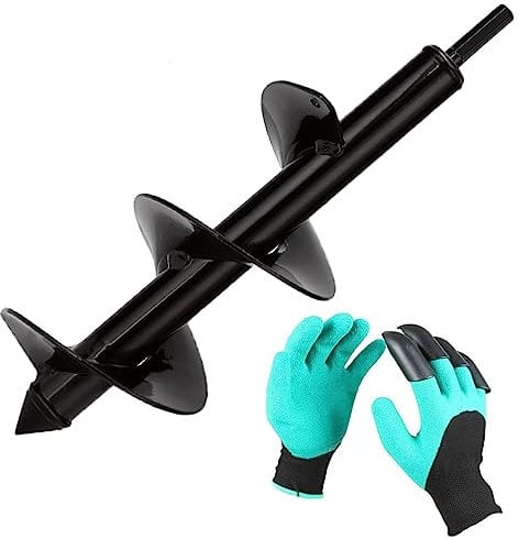 Aselected - Broca para taladro de jardín (100 mm de diámetro, con guantes, jardín, barrena para taladro eléctrico, herramienta de plantación práctica para flor plantar árboles arbustos