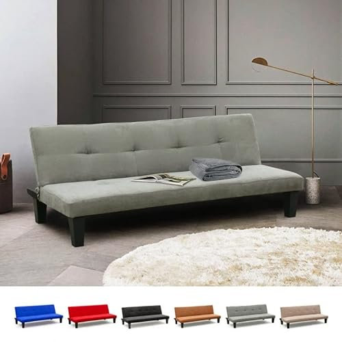 Produce Shop 2- Sitzer Mikrofasersofa Klappsofa Schlafsofa mit Onyx-Füßen für Wohn- und Gästezimmer - Grau
