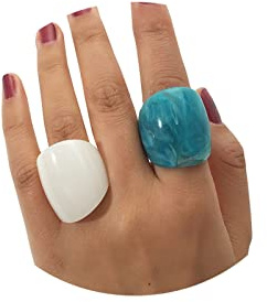 GIGB PBDK Mehrfarbige Kunstharz-Ringe für Damen, Acrylharz-Ringe, übertriebene Knöchel, Fingerringe, Vintage, einfacher Charm, geometrische Ringe, Schmuck, Geschenke für Teenager-Mädchen