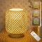 Klighten LED Tischlampe Rattan aus Naturale Bambus und Holz Innen Mit Akku Kabellose, Tischleuchte Batteriebetrieben, 5500mah Dimmbar, Mit Fernbedienung, 3 Farbtemperatur, 7W, mit E27 Leuchtmittel