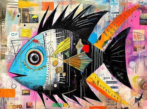 Angelfish Abstract - Premium New 1000-Piece Jigsaw Puzzle for Adults - Vibrant Artistic Marine Design - Eco-Friendly Materials - Unique Gift - from Cross & Glory - Challenging Brain Teaser