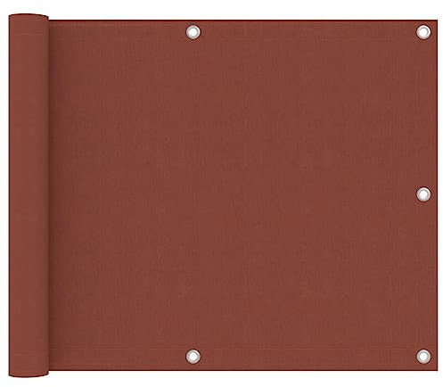 KTHLBRH Balkon-Sichtschutz Terracotta-Rot 75x500 cm Oxford-Gewebe, Sichtschutz Zaun, Balkonmarkisen, Balkonsichtschutz - Privatsphäre und stilvolle Dekoration für Ihren Balkon