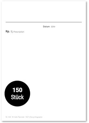 Frank Paperman® | 3x Rezeptblock Privatrezept blanko | 150 Blätter | 3 Blöcke à 50 Blätter | Privatrezepte blau für Ärzte im DIN-A6-Format | Arzt Zubehör