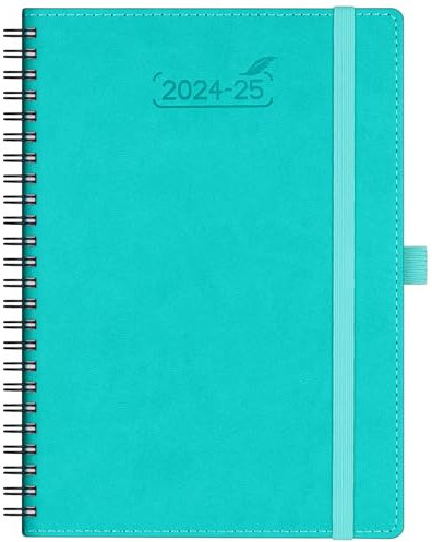 BEZEND 18-Monate Kalender 2024 2025 Terminplaner A5 Ringbuch PU-Leder Softcover [Türkis] Wochenkalender 1 Woche 2 Seiten Juli 24-Dez 25| Buchkalender mit Stifthalter