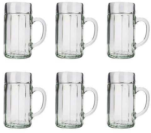 Verre a Biere, Chope de bière Lot de 6-1 Litre