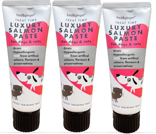 Salmon Paste for Dogs and Cats 75g [Pack of 3] Grain Free, Hypoallergenic Luxury Salmon Pate Ideal Training Aid, Medication Administering