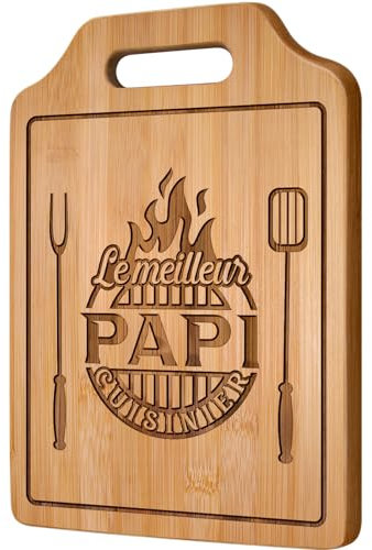 Giftasy Cadeau Papy, Cadeau Grand Pere - Planche à Découper en Bambou Gravée, Cadeau Anniversaire Papy, Cadeau Papi Cuisine, Idee Cadeau Papi, Cadeau Fete Des Grands Peres (31,2 × 22,0 × 1,0 cm)