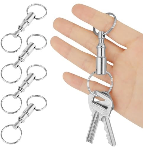 Mabor Quick Release Keyring, 4 PCS Detachable Pull Apart Keychains Key Rings, Double Spring Split Snap Seperate Chain Lock Holder Convenient Keychain Accessory Gift