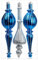 Oairse 40cm/16 Large Christmas Baubles 3 Pcs Big Blue Silver Christmas Finial Baubles Hanging Christmas Finial Drop Baubles Ornaments for Christmas Tree Decorations Holiday Wedding Party Xmas Decor