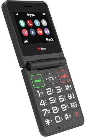 TTfone TT660 Flip Mobile Phone for Seniors - Folding Design, Big Buttons, Emergency Assistance, Long Battery Life - Pay As You Go (EE PAYG, Black, with USB Cable)