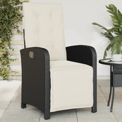 Keyroto Gartensessel mit Fußteil Verstellbar Schwarz Poly Rattan, Gartensessel Outdoor, Polyrattan Sessel, Rattansessel, Gartensessel Rattan, Rattansessel Outdoor