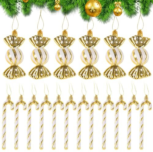Weihnachtsbaum-Anhänger, Weihnachtsbaum Deko Gold Süßigkeiten, hängende Ornamente, Weihnachts-Party-Dekorationen