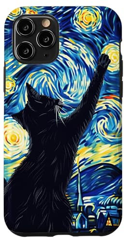 Van Gogh Style Starry Night Cute Cat Art Case for iPhone 11 Pro