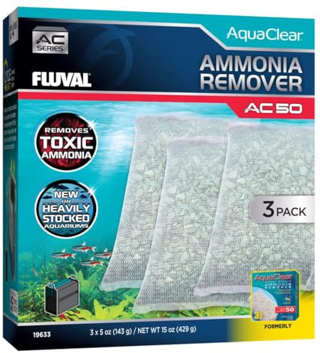 Fluval Nachfüllpack zum Sparen, entfernt Ammoniak für Filter, Rucksack für Aquarium, AquaClear AC50, 3 Stück