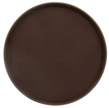 Monouso | 1 Bandeja Redonda Antideslizante Ø40cm I Bandeja Ideal para Bares, Restaurantes, Camareros, con Borde, Plástico, Marrón, Gastronomía