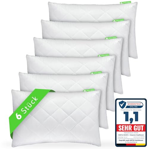Gentle North Kopfkissen (50x75 cm groß) - 6er Set Kissen für Bett und als Dekokissen - Mit Reißverschluss für Füllung - Sofakissen - Zierkissen für Couch und Sofa - Ökotex - Waschbar bis 60° - Weiß