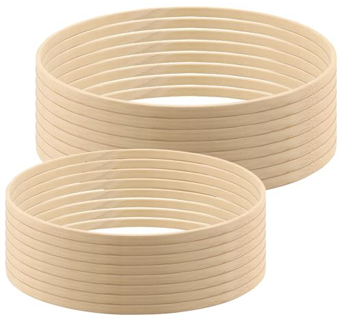 FUNSUEI 16 Stück Holzringe zum Basteln 25 cm und 30 cm, Bambus Ring, Dekoring Holz für DIY Handwerk