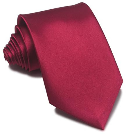 MAIANY Herren Krawatten, Klassische 8 cm Satin-Krawatte in einfarbigem Design, Klassische Hochzeit Krawatte für Büro oder Festliche Veranstaltungen (rotbraun)