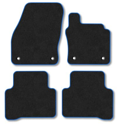 VW Touran (2015-2026) Carpet Car Mats | Blue Edge Trim Tailored Fit Floor Mats Full Coverage Protection Accessories Easy Clean Anti Slip Made in the UK