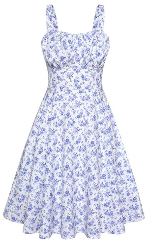Belle Poque Women's Sleeveless A-Line Midi Dress Vintage Lightweight Versatile Sweetheart Neck Dress Beach Dress