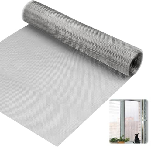 WhizNook Drahtgeflecht Feinmaschig, Fliegengitter Metall 30x200cm | Durchmesser des Lochs 1mm Drahtgeflecht Edelstahl 22 Mesh, Drahtgitter Feinmaschig für Lüftung Und Filterung, Türen, Fenster