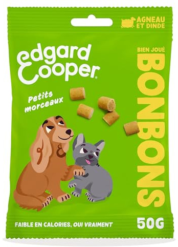 Edgard & Cooper Friandises pour Chien Petits Bonbons Naturels Chien Adulte sans Cérales, Sachet de 1x50, Agneau & Dinde
