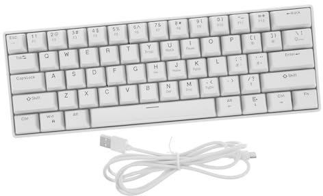 Lurrose Clavier Mécanique Gamer Compact à Touches Rétroéclairé Rvb pour Pc Et Ordinateur Portable Blanc