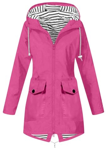 Flodxo Waterproof Jackets Women Lightweight Running Hiking Plus Size Raincoat Hoody Windproof Outdoor Packable Rain Jacket Softshell Summer Trench Coat Long Ladies Rain Jacket