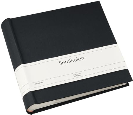 Semikolon 374263 Fotoalbum Classic für 200 Fotos im Format 10 x 15 cm, Einsteckalbum mit Buchleinenbezug, black, schwarz