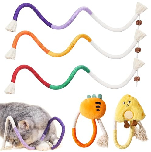 MLPKOI 5 Pcs Catnip Toy, Chew Rope for Cats Chew Toys Interactive Cat Toy for Indoor Cats, for Stress Relief, Dental Health & Enrichment Play