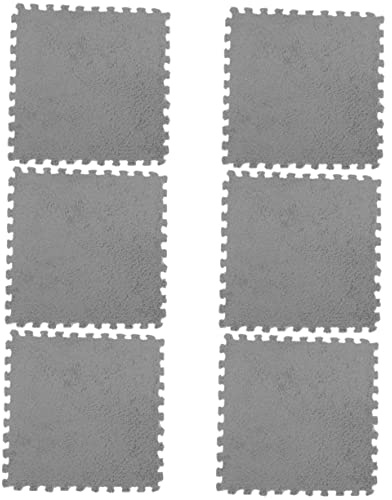 Toddmomy 6 Stück Teiliges Puzzle Spielmatten Weiche Ineinandergreifende Bodenmatten aus Plüsch Eva rutschfeste Krabbelmatte für Nahtloser Grauer Bodenteppich für Zuhause und Spielzimmer