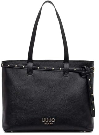 LIU JO Milano - Borsa a mano da donna, in similpelle nera, design elegante con borchie