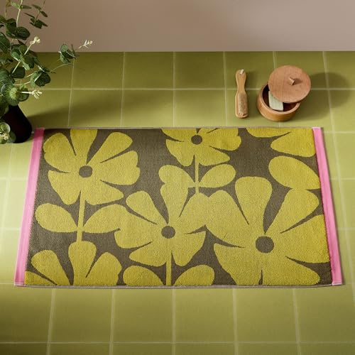 Orla Kiely Bathroom Wildflower Yellow Ochre - Bath Mat, 50x90cm