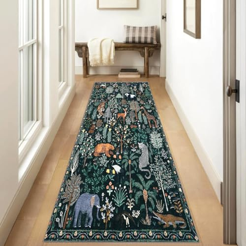Siunwdiy Langer Flur Teppich Läufer 80×250 cm Flur Läufer Lang Waschbar rutschfest Bunt für Lange Flure Eingangsbereich Korridor Küche