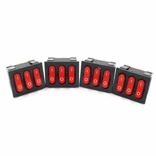 Interruptor basculante combinado 3 en 1 KCD4, 220 V, triple rojo con luz, 2,7 m, 2 marchas, for barco, KCD3-303, 15 A