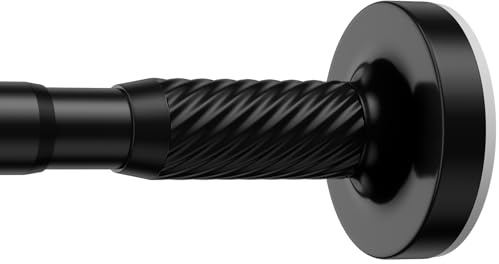 AIZESI Gardinenstange ohne Bohren, 100-230cm Ø25mm Teleskopstange, Schwarz | Verstellbare Klemmstange – werkzeuglose Montage, starker Halt, rostfrei, für Fenster, Dusche & Balkon