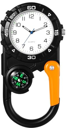 Silverora Taschenuhr Mit Karabiner Leuchtende Analog Quarzuhr Uhr Herren Damen Outdoor Rucksack Praktisch Krankenschwesteruhr Schwarz Silber