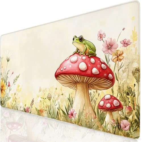 Gaming Mauspad Creme Mauspad XXL 90x30cm Mousepad Pilz Schreibtischunterlage mit Anti Rutsch Basis Mouse Pad, Wasserdicht und rutschfest Desk Mat für Tastatur und Maus, Laptop & PC, Geschenke YG-828