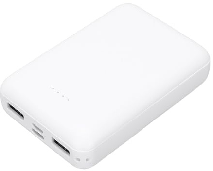 Fockety Heated Vest Battery Pack, 5V 10000mAh Rechargeable Power Bank with Indicator Light, Portable Charger for Heated Vest, Chair, Jacket, Blanket, Hoodie and Pants (White)