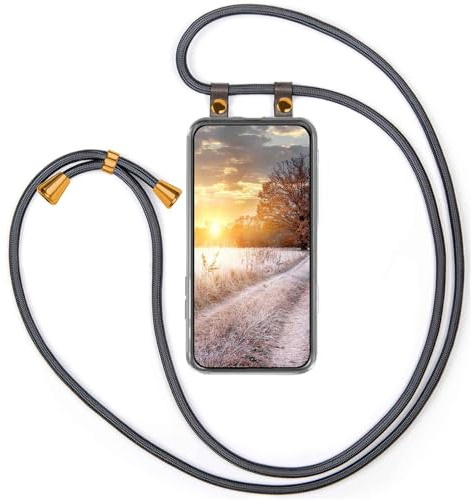 moex Handykette für Xiaomi 15T Pro Hülle mit Band abnehmbar, Handyhülle mit Kette zum Umhängen, Handyband 155 cm lang Stoff Kordel Umhängehülle, Handy Umhängeband, Anthrazit